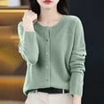 thumbnail image 2 of LEBONYARD Women's Trendy Round Neck Solid Colored Shoulder To Long Sleeve Comfortable Loose Warm Fit Casual Ladies Fashion Button-Up Cardign Sweater, 2 of 5