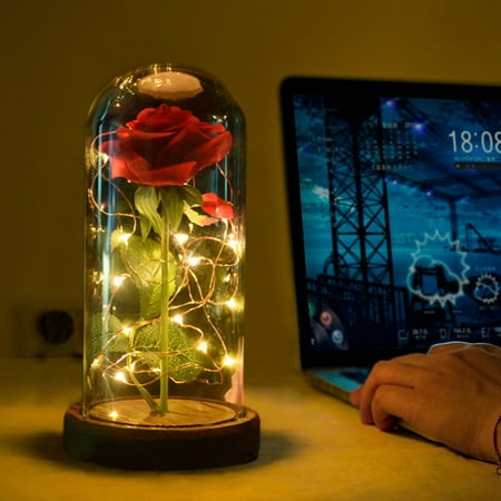 

Immortal Flower Micro Rose Simulation Glass Shade Led Llight
