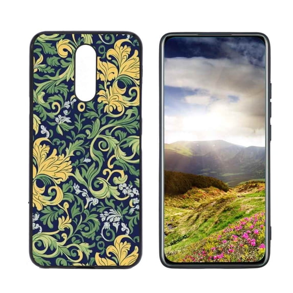 Premium-Bohemian-Swirly-Vintage-Floral-Decorative-William-Morris-Style-3-3 Phone Case, Degined for LG Xpression Plus 2 Case Men Women, Flexible Silicone Shockproof Case for LG Xpression Plus 2