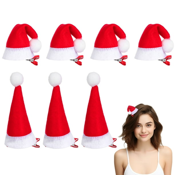 12 pinzas para el pelo con forma de gorro navideño para niña, bonitas pinzas para el pelo, bonitas decoraciones para el pelo.