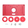 thumbnail image 1 of Groulsoa Plaque d'Insertion de Table de Routeur en Aluminium 235mm x 120mm avec 4 Anneaux Rouges pour Bancs de Menuiserie, Inclut des Vis de Fixation, 1 of 7