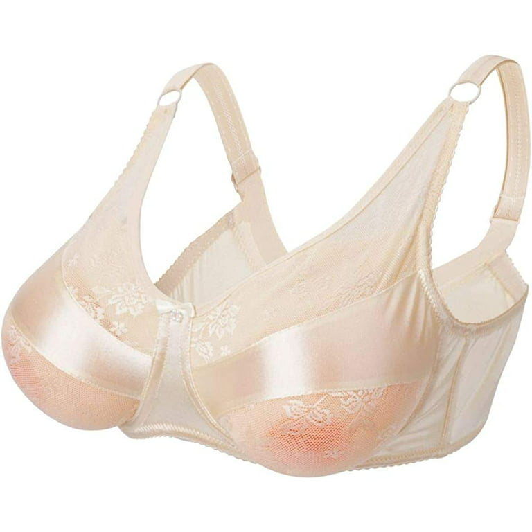  ANRIO Cotton Pocket Bra for Women Seniors Elderly Mastectomy  Post Surgery Silicone Breast Prosthesis Full Coverage Bras (Color : Beige,  Size : 85/38A) : Clothing, Shoes & Jewelry