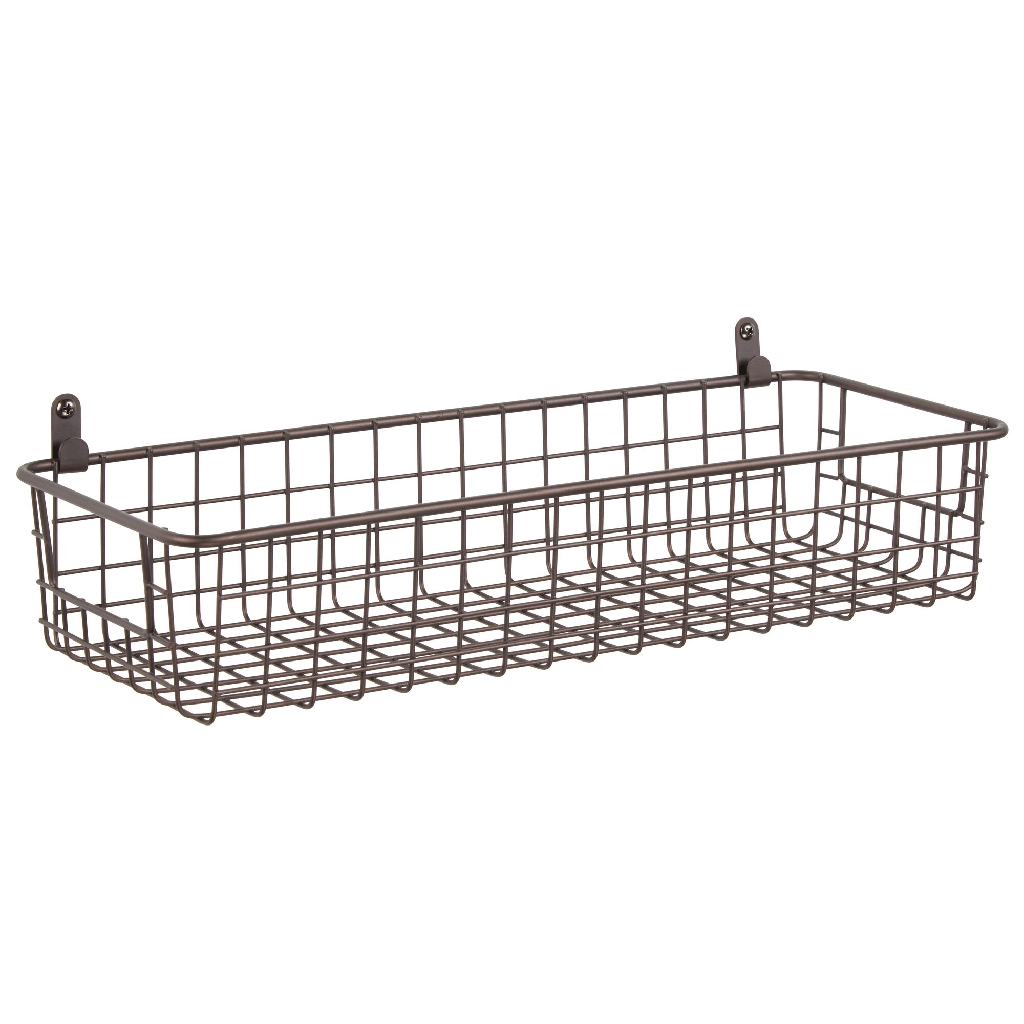 Ebun Wallry Black Metal Wire Hanging Storage Basket with Hooks, Set of 2