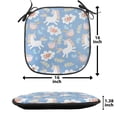 thumbnail image 5 of Unicorn Chair Seating Cushion Set of 4, Floral Design with Cups of Tea Clouds and Rose Flowers Butterflies land, Seat Pads for Office with Anti-slip Backing, 16"x16", Multicolor, by Ambesonne, 5 of 7