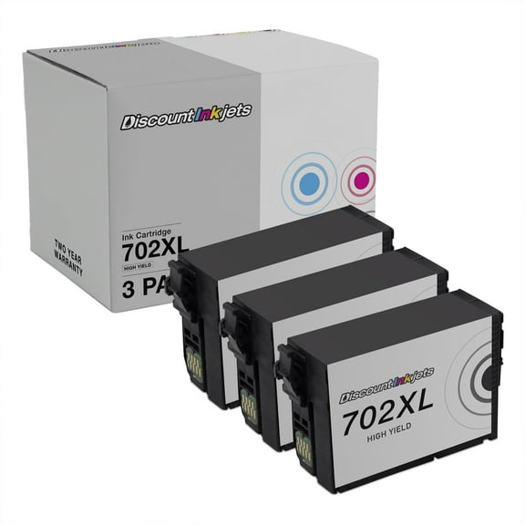 DI Ink Cartridge Replacements for Epson 702XL T702XL120 HY (Black, 3-Pack) Compatible with Epson WorkForce: WF-3720 WorkForce Pro: WF-3720, WF-3730, WF-3733