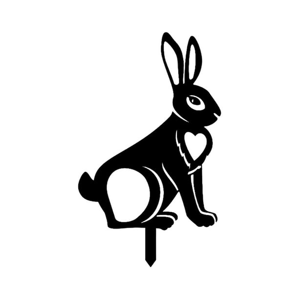 Silueta de conejo acrílico, estaca decorativa, letrero de Pascua para jardín, adorno para exteriores Estilo E