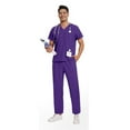 thumbnail image 4 of Garbnen Medical Scrubs Set for Men Stretch V-Neck Scrubs Tops & Jogger Scrub Pants Nurse Working Uniforms with Pockets, 4 of 4