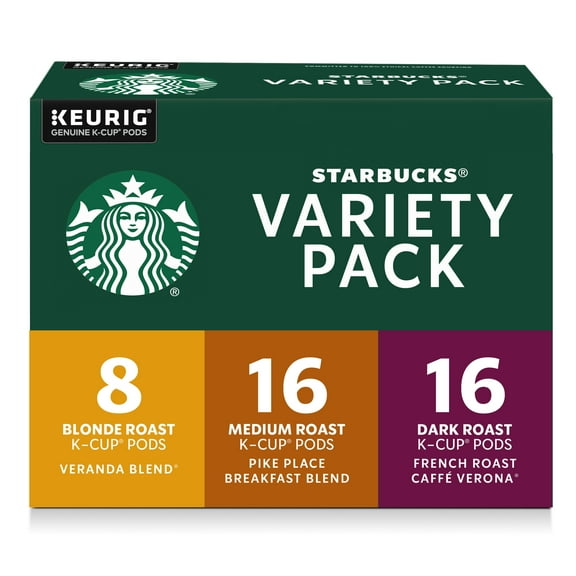 Starbucks K-Cup Coffee Pods, Starbucks Blonde, Medium and Dark Roast Hot or Iced Coffee, Variety Pack, 40 Keurig Pods