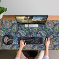thumbnail image 4 of Long Mouse Pads for Desk,Blue Pioneer Flower and Paisley Pattern Desk Mats on Top Of Desks, Desk Mouse Pad Extra Large with 3mm Non-Slip Base and Stitched Edge for Gaming,Office,Work,Home 47.3"x23.6", 4 of 6