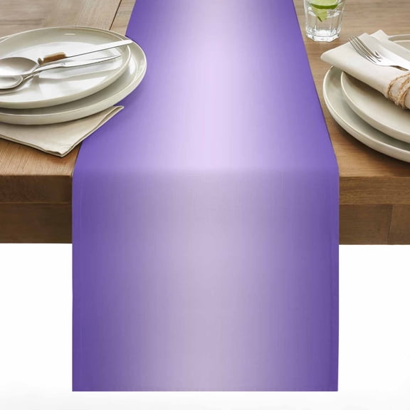 Ombre Table Runner 13x48 inch Violet Purple Gradient Cotton Linen Dining Table Runner Ideal for Dresser Kitchen Coffee Tables - Machine Washable
