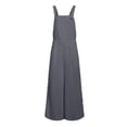 thumbnail image 4 of BLVB Women's Summer Bib Overalls Casual Baggy Plaid Sleeveless Buttons Wide Leg Pants Jumpsuits Romper with Pockets, 4 of 4