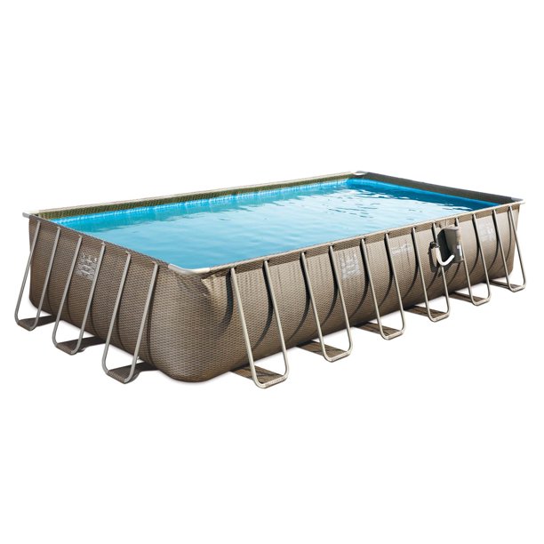 Summer Waves 24ft x 12ft x 52in Rectangular Swimming Pool, Basket Weave