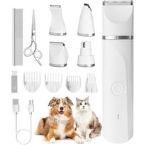 Kidsjoy Dog Clippers , Dog Grooming Kit, Rechargeable Low Noise Cordless Pet Clippers with 4 Size Trimmer Head, Complete Set of Dog Grooming Tools for Dogs, Cats and Other Pets