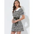 thumbnail image 3 of INSPIRE CHIC Robe-Chemise Courte à Manches Courtes pour Femme, Coupe Évasée, Col Contrastant, Noir-Blanc, TG, 3 of 5