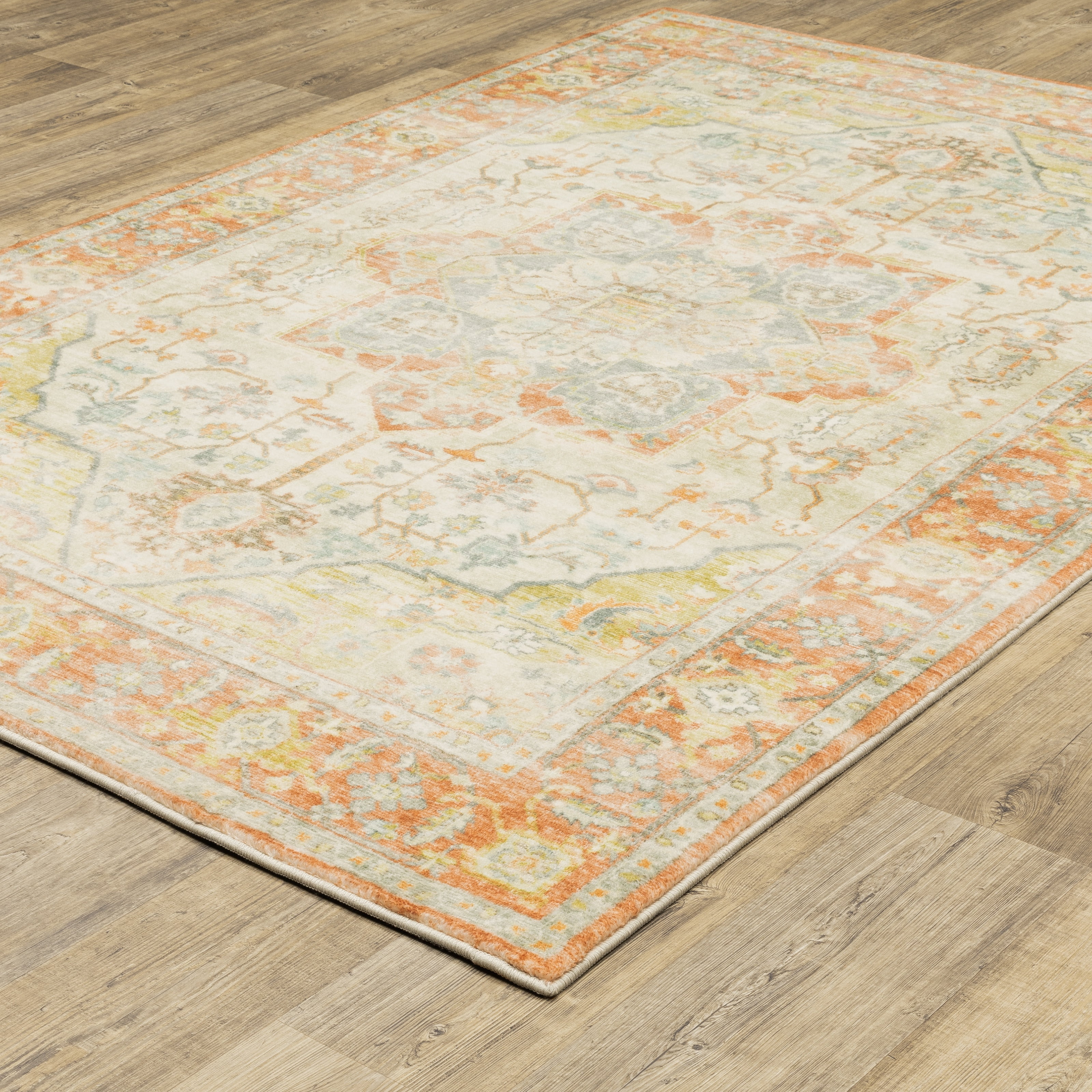Avalon Home Silvana Distressed Medallion Area Rug, 5'3" X 7'3", Orange/ Silver