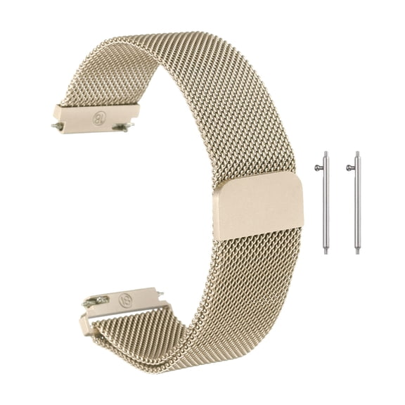 Uxcell Stainless Steel Mesh Watch Band 18mm Quick Release Metal Replacement Watch Strap with Magnetic Buckle for Men Women, Vintage Gold