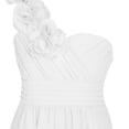 thumbnail image 6 of iEFiEL Girls Chiffon One-shoulder Flower Girl Dress High Waist Pleated Princess Bridesmaid Birthday Party Dress, 6 of 7