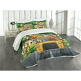 thumbnail image 3 of Ambesonne Zoo Quilted Bedspread Set 3 Pcs, Animals Balloons Bus Travel, King Size, Multicolor, 3 of 5