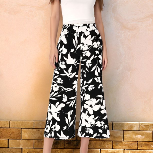 WILLBEST Pantalones Casuales para Mujer: Cómodos, Elásticos, de Pierna Ancha y Cintura Elástica, Largos Versátiles de Nueve Puntos para Uso Casual y Diario. Chica