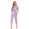 thumbnail image 2 of MINTLIMIT Women's Short Sleeve Tops and Capri Pants Solid Pajama Sets, 2 of 3