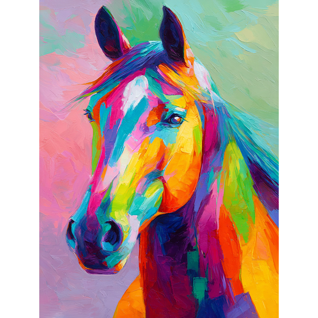 Qisvanset Art Mural sur Toile de Cheval Coloré 15,75 X 11,81 Pouces