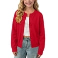 thumbnail image 2 of BFHHYA Girls Button Down Cardigans Long Sleeve Round Neck School Uniform Kids Knit Sweater Outerwear 1-11 Years, 2 of 8