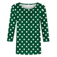 thumbnail image 5 of Viluyesy Round Neck T-Shirt for Womens 3/4 Sleeves Shirt Tops Loose Blouse Green Size 5XL, 5 of 5