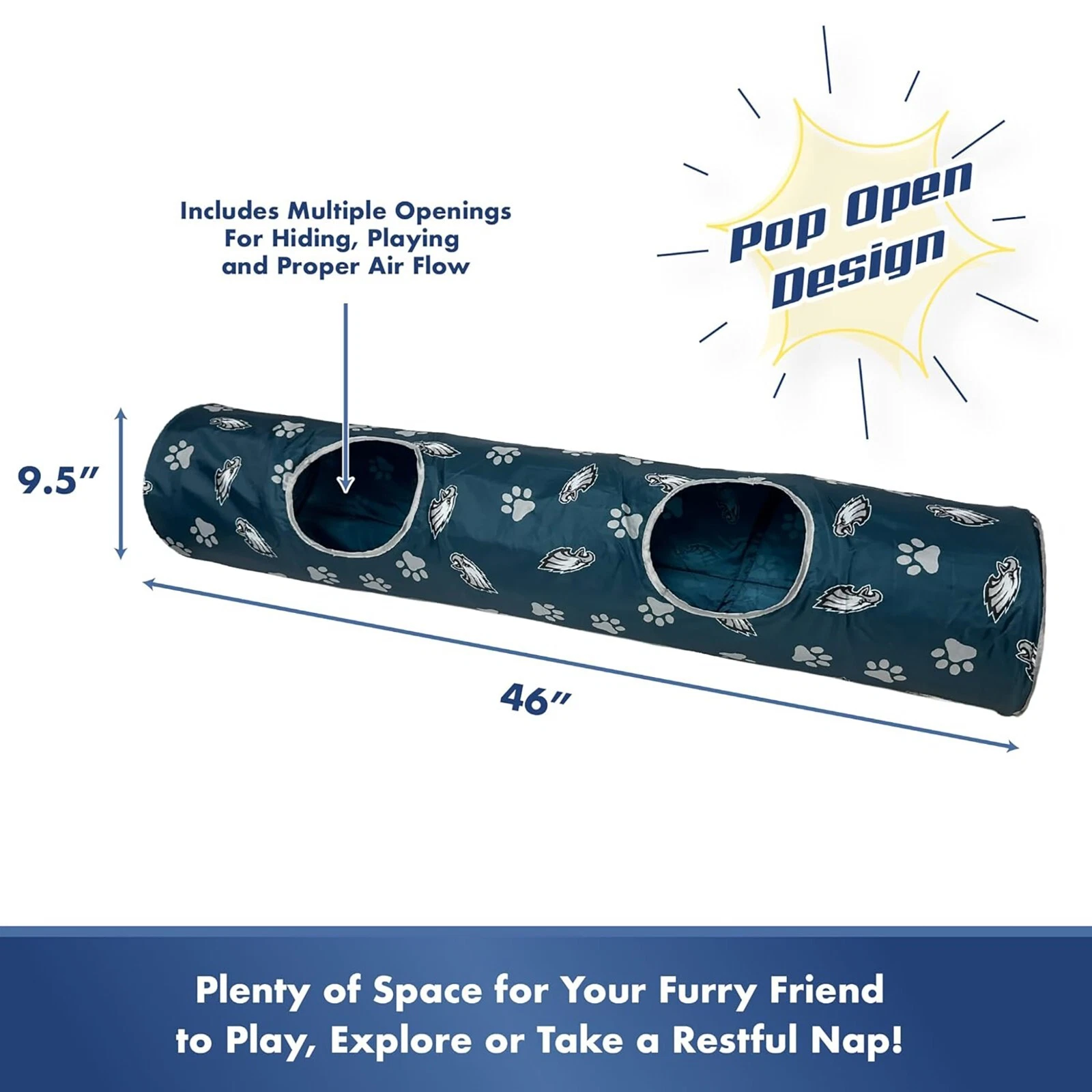 Pets First NFL Cat Tunnel Tube Toy & Plush Football Toy Filled with Catnip