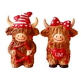 thumbnail image 2 of Valentine's Day Love Highland Cow Couple Figurine, Romantic Holiday Decoration, Figurine Decor Table Gift Sweet Home Ambience Decor for Valentine's Day Party Celebrations, Red, 1set, 2 of 9