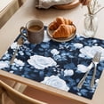thumbnail image 3 of Placemat Set of 6 Watercolors White Flowers Placemats for Dining Table Plant Blue Washable Table Mats for Kitchen and Party Decor Indoor & Outdoor Use, 3 of 8