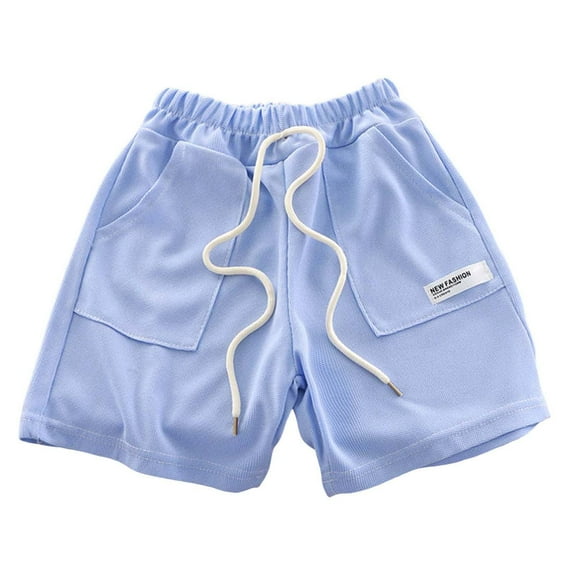 Zanarzt Toddler Boy Spring Clothes Toddler Boys Pull on Shorts Solid Color Soft Sweat Shorts with Drawstring Blue,2-3 Years