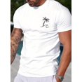thumbnail image 1 of Camiseta deportiva informal para hombre con estampado de cocoteros, 100 % algodón, cuello redondo, estampado geométrico, tejido de punto, corte regular para fin de semana - Colección de verano, ropa d, 1 of 5