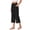 Black, variant on Women Capri Pants Wide Leg High Waisted Drawstring Capris Summer Casual Linen Cropped Pants with Pockets