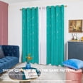 thumbnail image 6 of Deconovo Silver Wave Foil Print Blackout Curtains Grommet Light Blocking Curtain Room Darkening Noise Reducing Window Draperies for Living Room 42W x 108L inch Set of 2 Panels Turquoise, 6 of 7