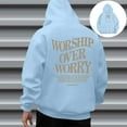 thumbnail image 4 of Christian Hoodies for Men 2025 Worship Over Worry Letter Graphic Hoodie with Pockets Hooded Sweatshirt Pullover Tops, 4 of 6