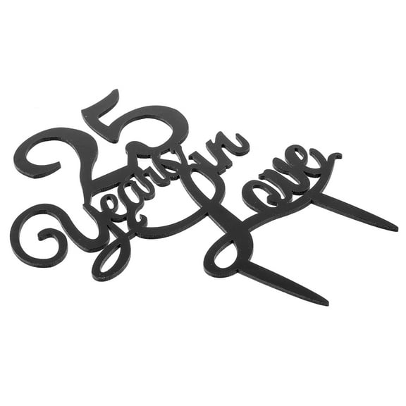 GOOHOCHY  25 Years Cake Decoration Letter Insert Anniversary Decorations Black