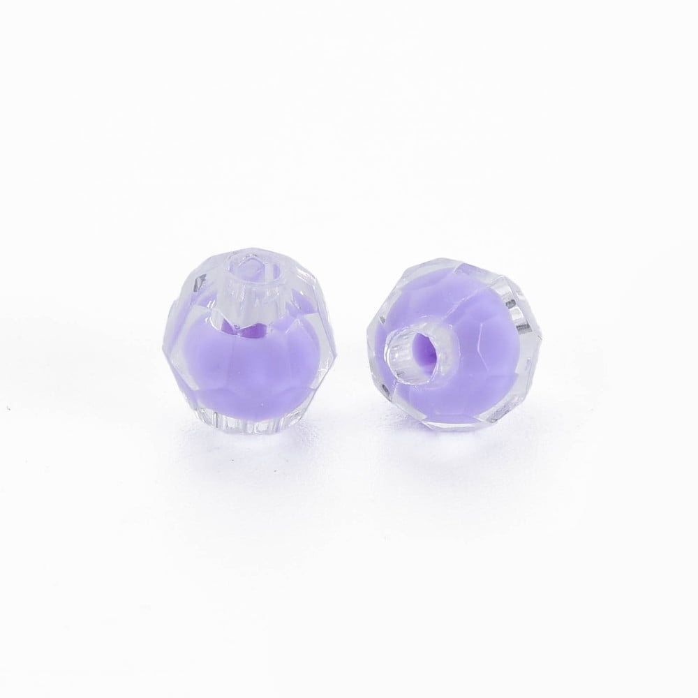 Transparent Acrylic Beads Bead in Bead Faceted Round Lilac 8x7.5mm Hole: 2mm 2000pcs/500g