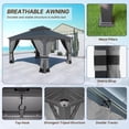 thumbnail image 5 of Gotland 2024 New 12' x 20' Hardtop Gazebo, Outdoor Iron Metal Double Roof Pergola with Curtains and Netting for Patio, Garden, Lawn, Grey, 5 of 7