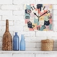 thumbnail image 3 of Full Of Cats Wall Clock Square Silent Non Ticking Battery Operated Clock for Home Bathroom Kitchen Bedroom Living Room, 3 of 8