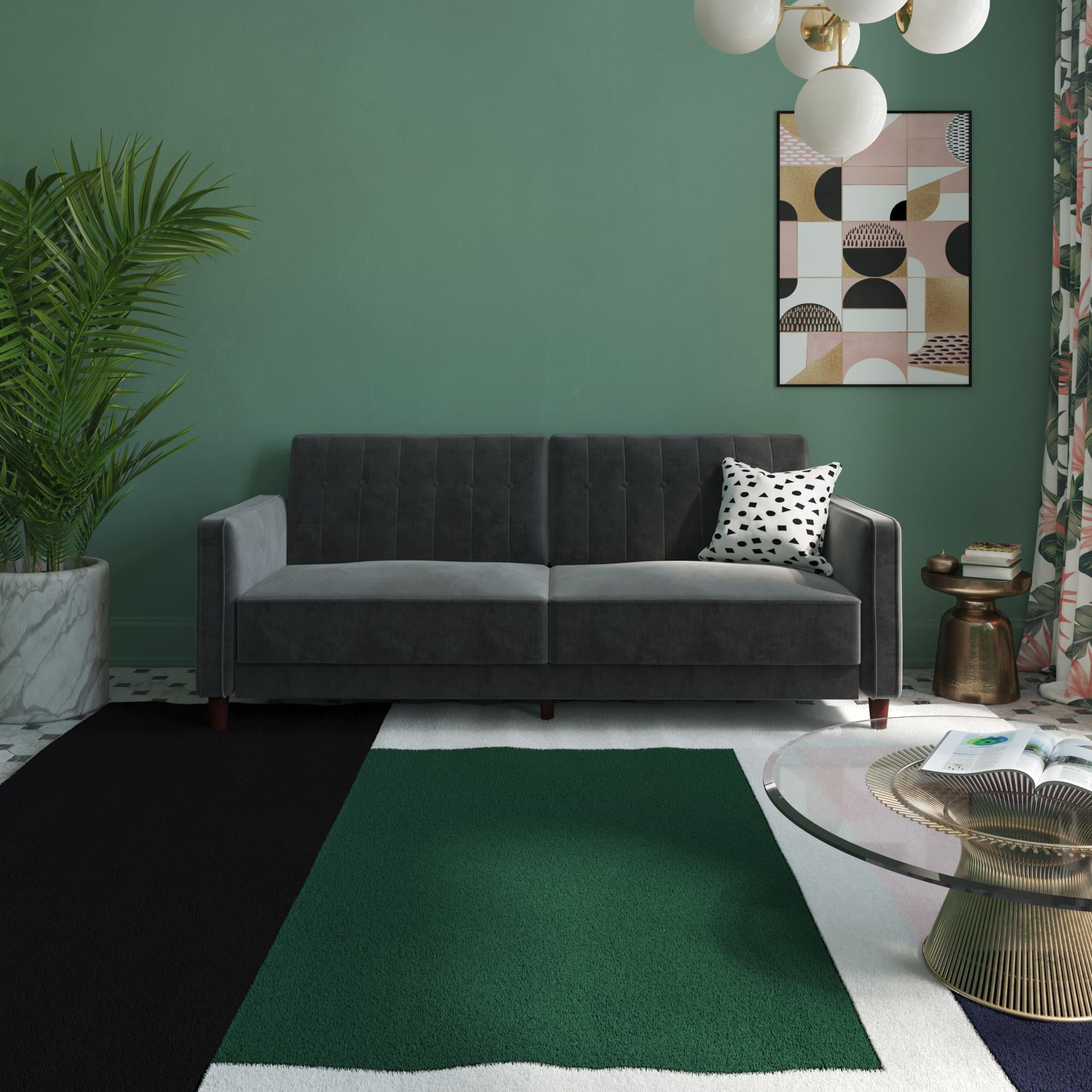 DHP Pin Tufted Sofa Bed in Velvet, Multiple Colors - Walmart.com