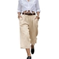thumbnail image 2 of MLCDZ Women's Capri Palazzo Pants High Waist Wide Leg Baggy Lightweight Summer Beach Golf Camping Trendy Chino Cropped Trouser with Multiple Pockets, 2 of 10