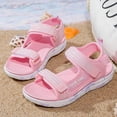 thumbnail image 2 of GiLiling Girls Open-Toe Sport Sandals, Breathable Fabric with Dual Adjustable Hook-and-Loop Straps, Lightweight Platform Sole Casual Outdoor Beach Footwear (Red, 12-12.5 Years), 2 of 8