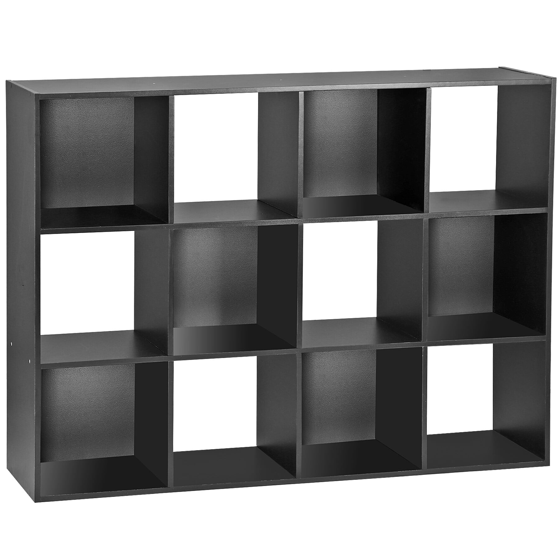 HomGarden 12 Cube Storage Organizer Wood Bookshelf Cube Bookcase for Adult Home Office, Black