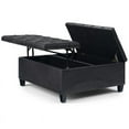 thumbnail image 5 of Harrison 36 inch Wide Transitional Coffee Table Storage Ottoman in Distressed Black Vegan Leather, 5 of 11