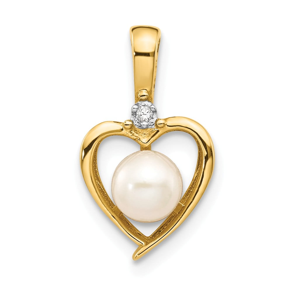 Details about   14k Yellow Gold Diamond Hearts AAA White Freshwater Cultured Pearl Pendant