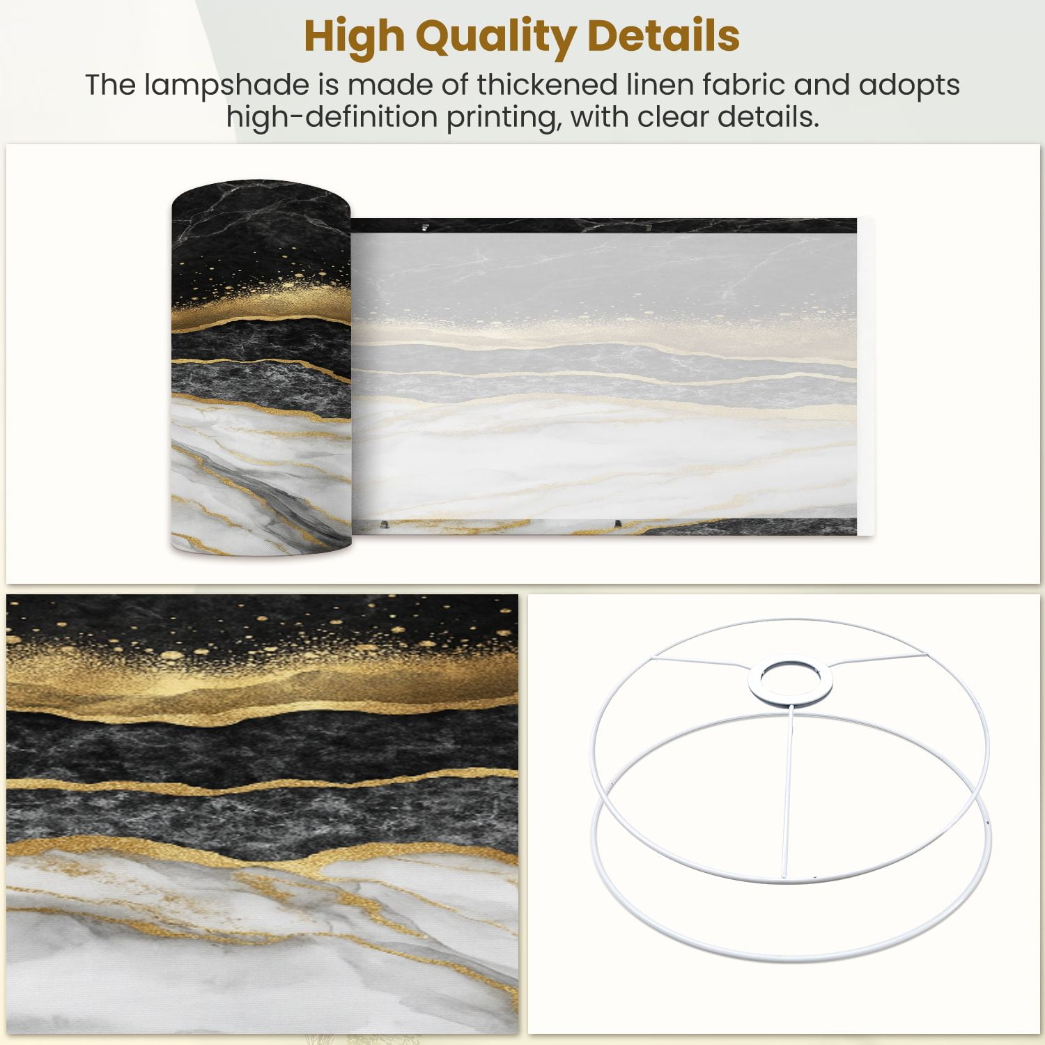 Lampshades 2 Pack abstract creative texture marble gold foil decorative marbling 13"x13"x10" Light Shade for Table Lamps Floor Lamps Drum Lamp Shades Lampshade Replacement Easy Assembly