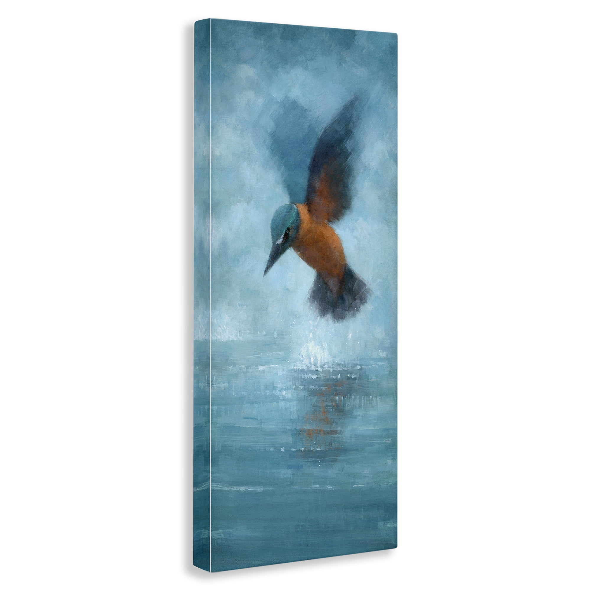 Stupell Industries Hummingbird Splashing Surface Animals Painting Wrapped Canvas Art Print Wall Art, 10 x 24