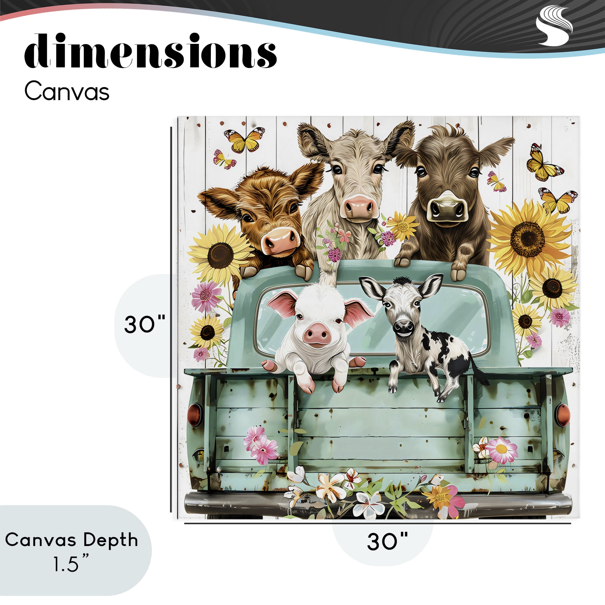 Stupell Industries Barnyard Friends in Vintage Truck Canvas Wall Art, design by Creative Studio