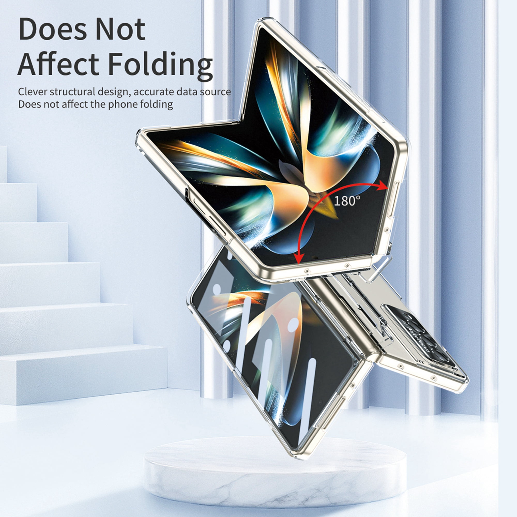 Dteck for Galaxy Fold 4 Case Hinge Protection Wireless Charging Hard Back with Non-Slip Shockproof Lightweight Slim Cover for Samsung Z Fold 4 5G 2022, Clear