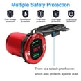thumbnail image 3 of Quick Charge 3.0 USB Charger Socket, 12V/24V Dual USB Car Power Outlet Waterproof  Lighter with LED Voltmeter, 3 of 7